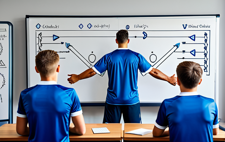 FC온라인 전술 가이드 - "Digital art of a determined football team defending their goal, fully clothed in modest uniforms, s...