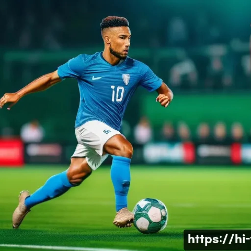 FC온라인 포지션별 스킬 셋팅 - A dynamic soccer scene showing a forward player in detailed action, wearing a full team uniform with...