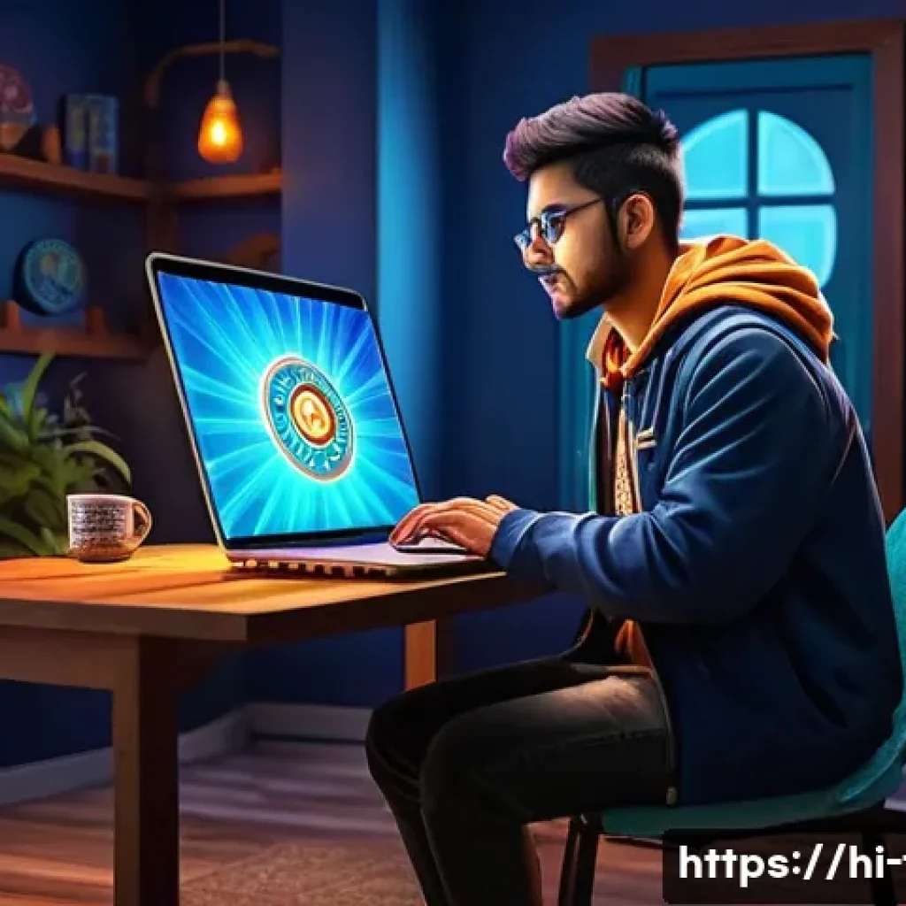 FC온라인 무료 아이템 이벤트 - A vibrant digital gaming scene showing a young Indian male gamer excitedly logging into FC Online on...