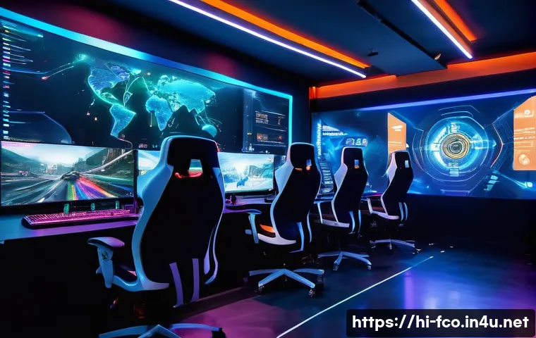 FC온라인 게임 핫픽스 정보 - A dynamic esports gaming scene featuring a diverse group of Indian players intensely competing in an...